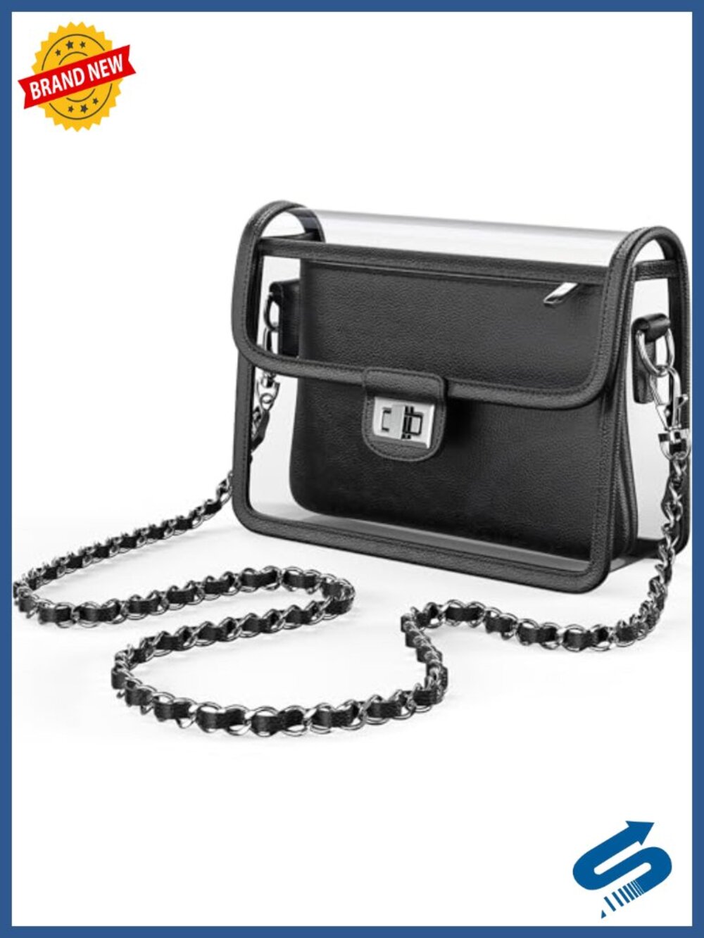 Clear Crossbody Purse Stadium Approved TPU Bag with Removable Wallet Chain